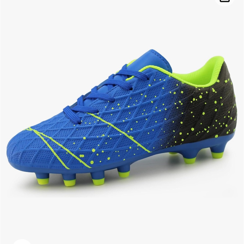 Kids Blue and Green Soccer Sneakers